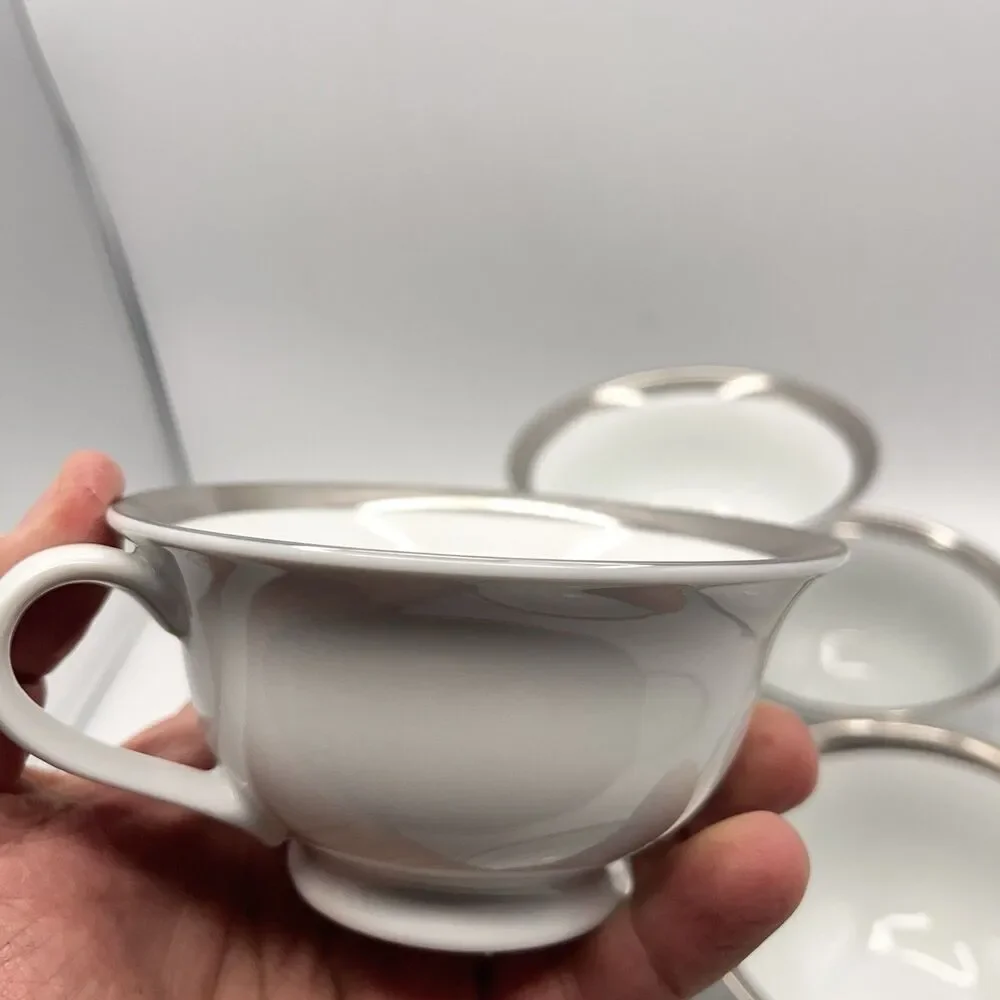 Pottery Barn Cosmopolitan Mugs (Silver Band) - Set Of 7